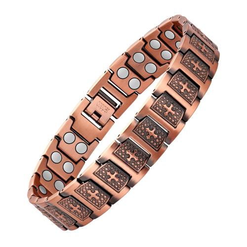 Diystar® Copper Magnetic,Ultra Strength Cross Bracelet With Ring Include Adjustable Link, Jewelry Gift ,Relive Fatigue