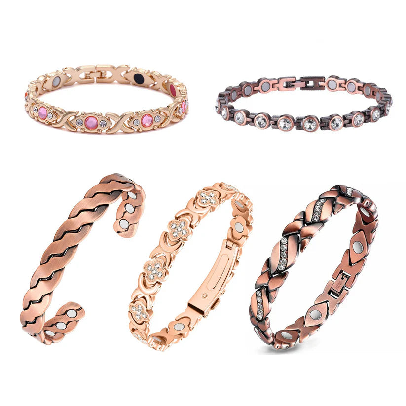 Diystar® Copper Magnetic,Ultra Strength Cross Bracelet With Ring Include Adjustable Link, Jewelry Gift ,Relive Fatigue