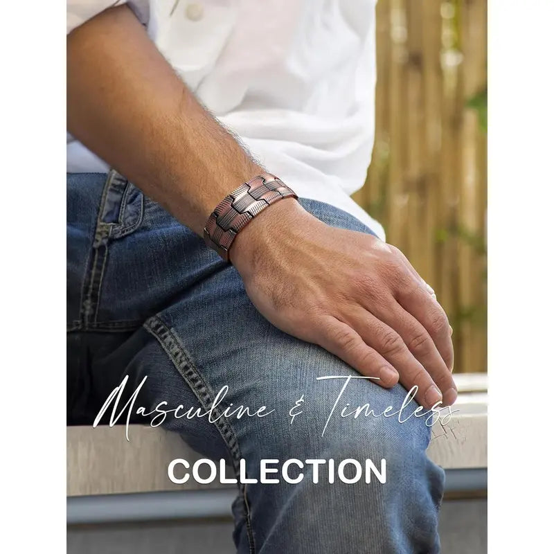 Diystar® Copper Magnetic,Ultra Strength Cross Bracelet With Ring Include Adjustable Link, Jewelry Gift ,Relive Fatigue