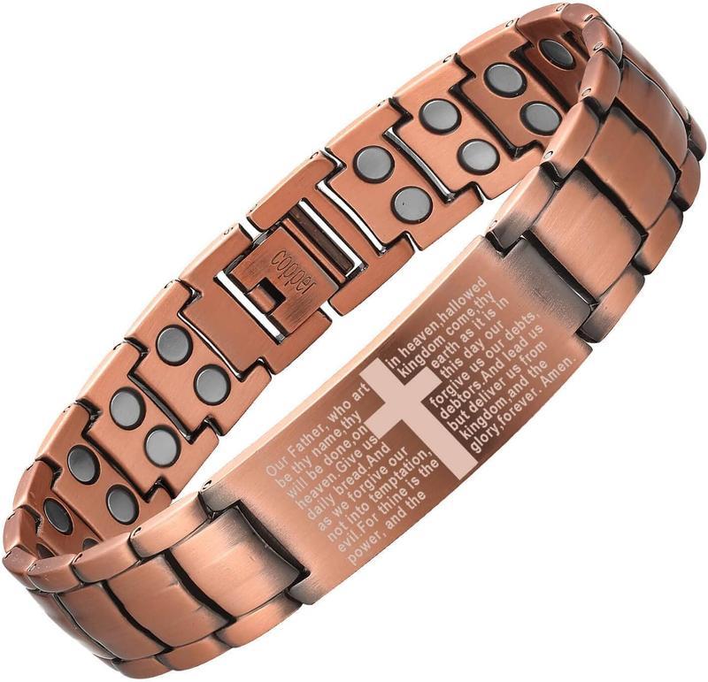 Diystar® Copper Magnetic,Ultra Strength Cross Bracelet With Ring Include Adjustable Link, Jewelry Gift ,Relive Fatigue