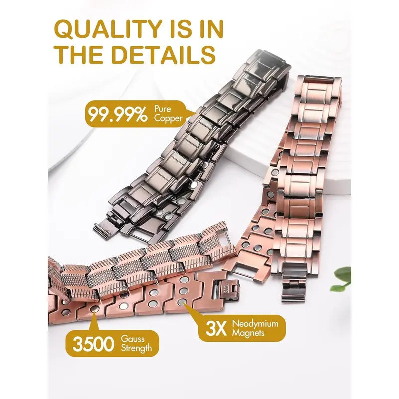 Diystar® Copper Magnetic,Ultra Strength Cross Bracelet With Ring Include Adjustable Link, Jewelry Gift ,Relive Fatigue