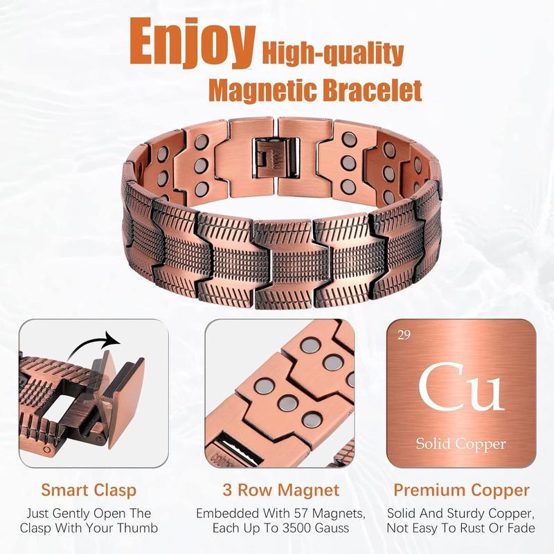 Diystar® Copper Magnetic,Ultra Strength Cross Bracelet With Ring Include Adjustable Link, Jewelry Gift ,Relive Fatigue