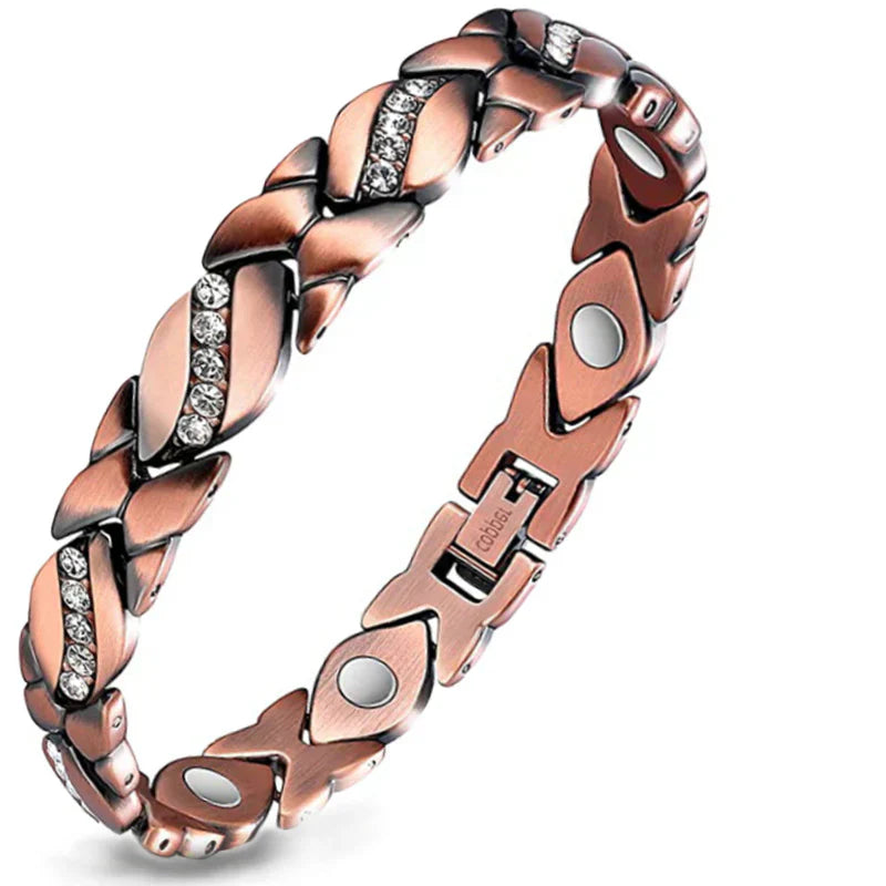 Diystar® Copper Magnetic,Ultra Strength Cross Bracelet With Ring Include Adjustable Link, Jewelry Gift ,Relive Fatigue