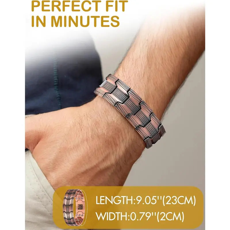 Diystar® Copper Magnetic,Ultra Strength Cross Bracelet With Ring Include Adjustable Link, Jewelry Gift ,Relive Fatigue