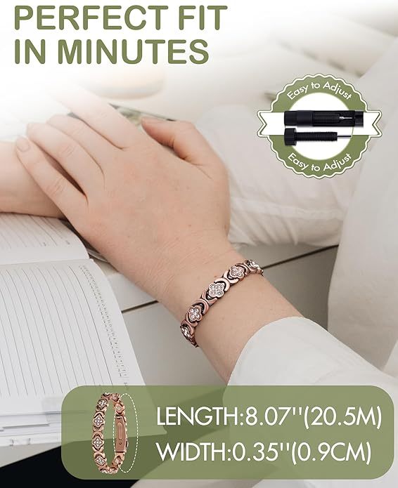 Diystar® Copper Magnetic,Ultra Strength Cross Bracelet With Ring Include Adjustable Link, Jewelry Gift ,Relive Fatigue