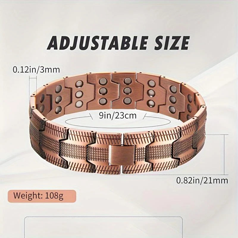 Diystar® Copper Magnetic,Ultra Strength Cross Bracelet With Ring Include Adjustable Link, Jewelry Gift ,Relive Fatigue