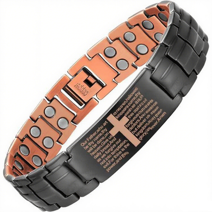 Diystar® Copper Magnetic,Ultra Strength Cross Bracelet With Ring Include Adjustable Link, Jewelry Gift  ,Relive Fatigue